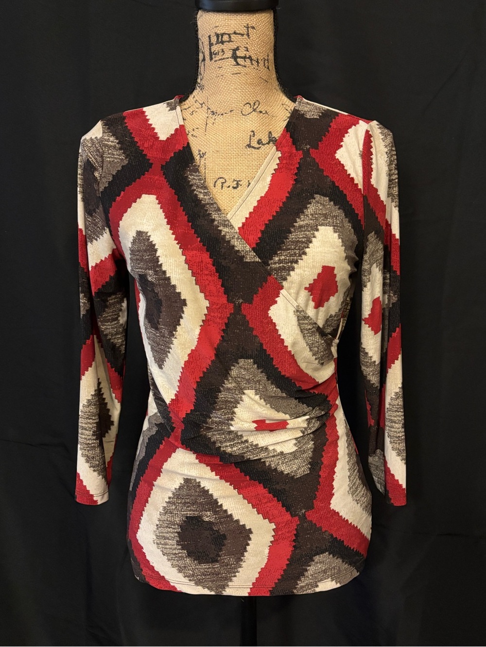 Lauren Ralph Lauren Faux Wrap Southwestern Print Jersey Top
